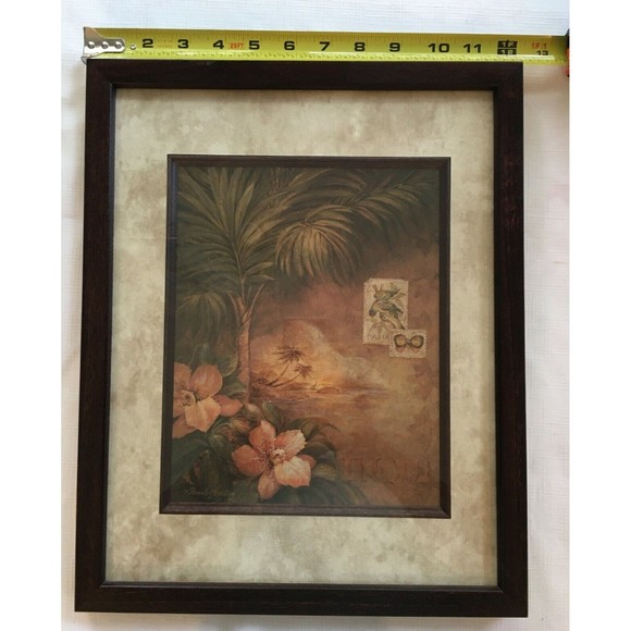 Pamela Gladding Framed Matted Print West Indies Sunset Tropical Floral Palm Tree - Picture 9 of 10